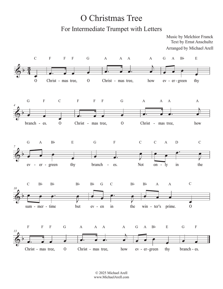 O Christmas Tree for Trumpet C Trumpet scores gallery preview page 1