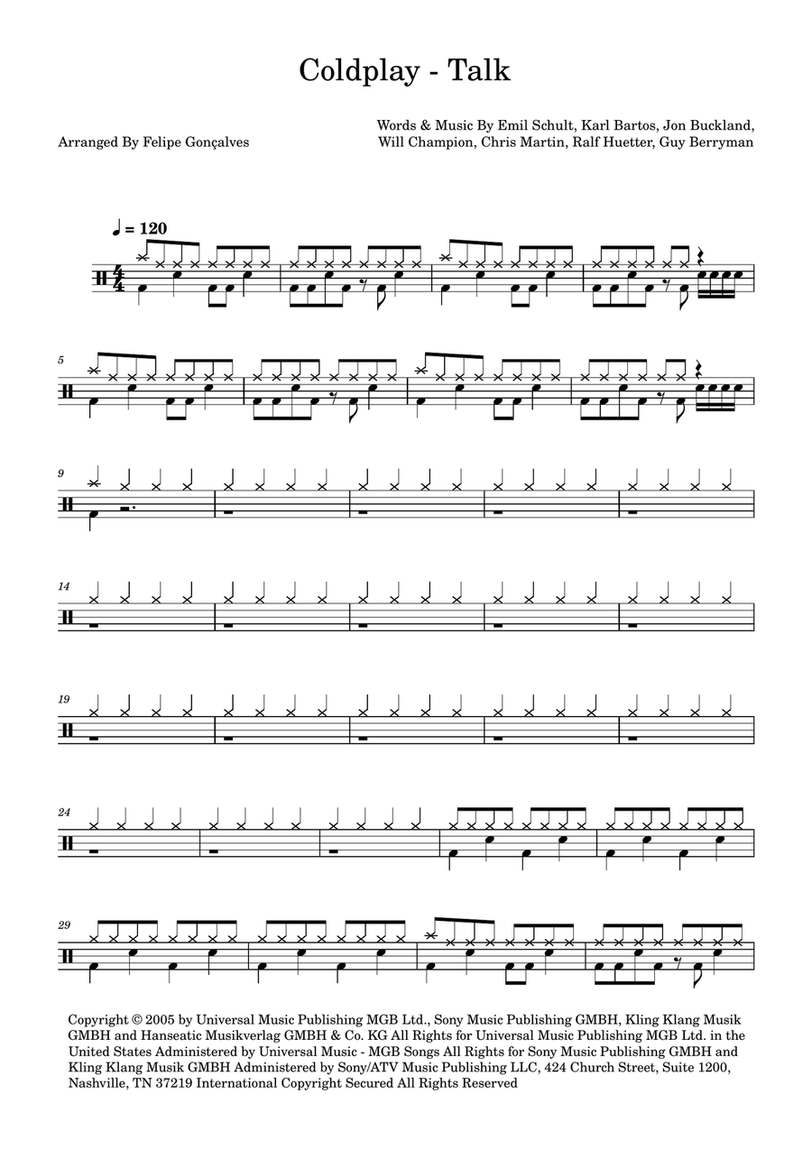 Talk Talk Drum Set scores gallery preview page 1