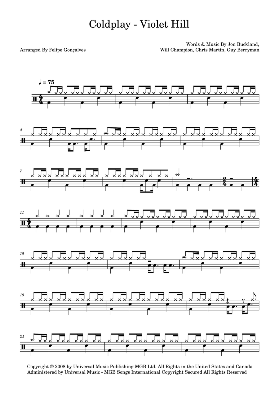 Violet Hill Drum Set scores gallery preview page 1