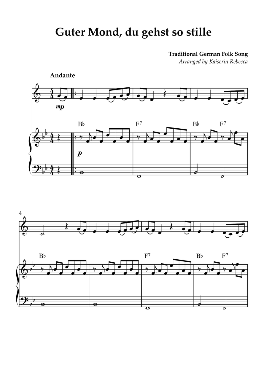 Guter Mond, du gehst so stille B-Flat Trumpet scores gallery preview page 1
