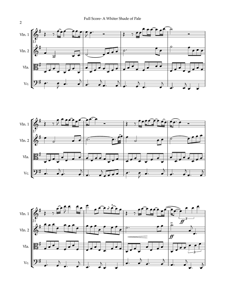 A Whiter Shade Of Pale A Whiter Shade Of Pale String Quartet scores gallery preview page 2