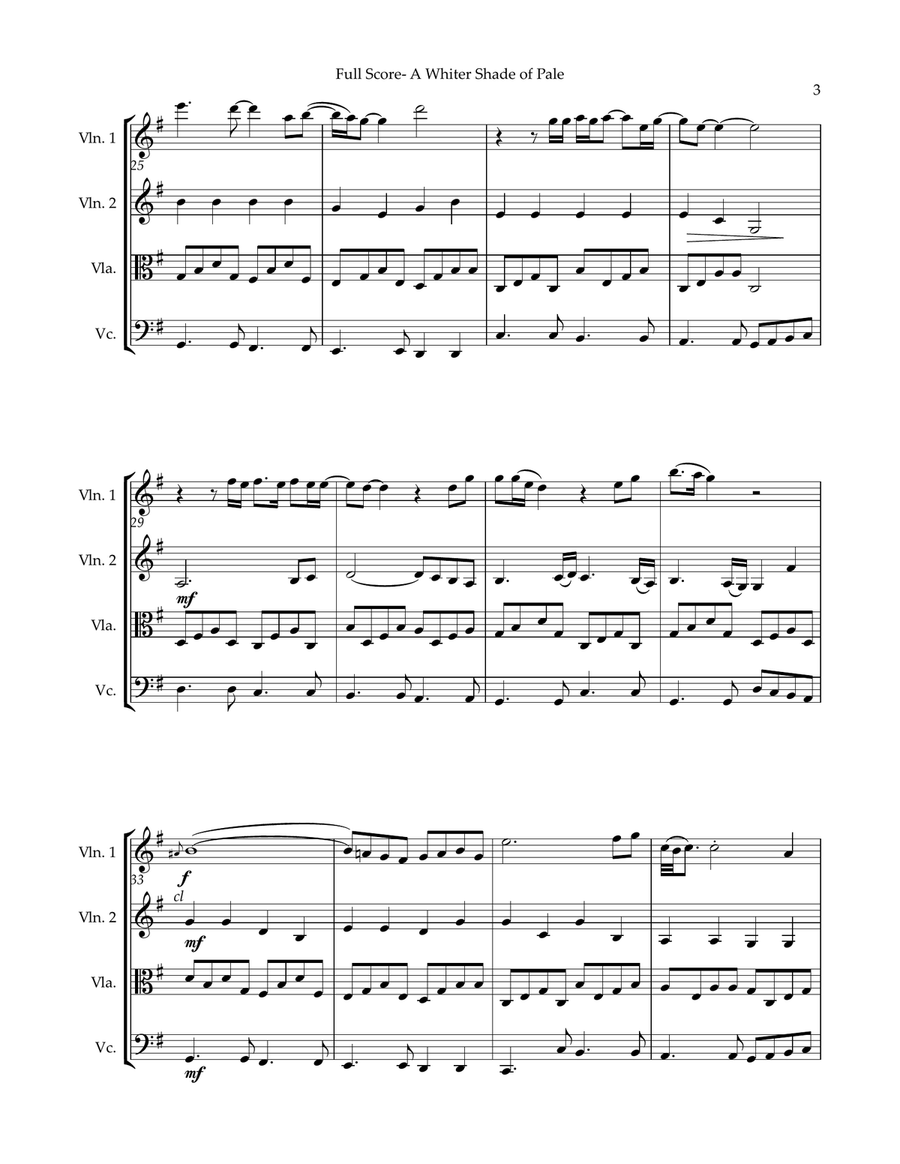 A Whiter Shade Of Pale A Whiter Shade Of Pale String Quartet scores gallery preview page 3