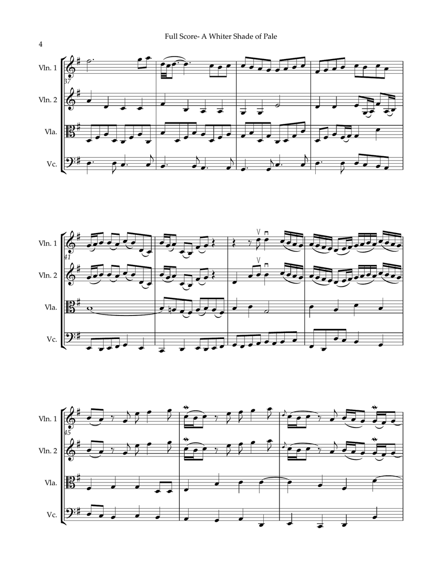 A Whiter Shade Of Pale A Whiter Shade Of Pale String Quartet scores gallery preview page 4