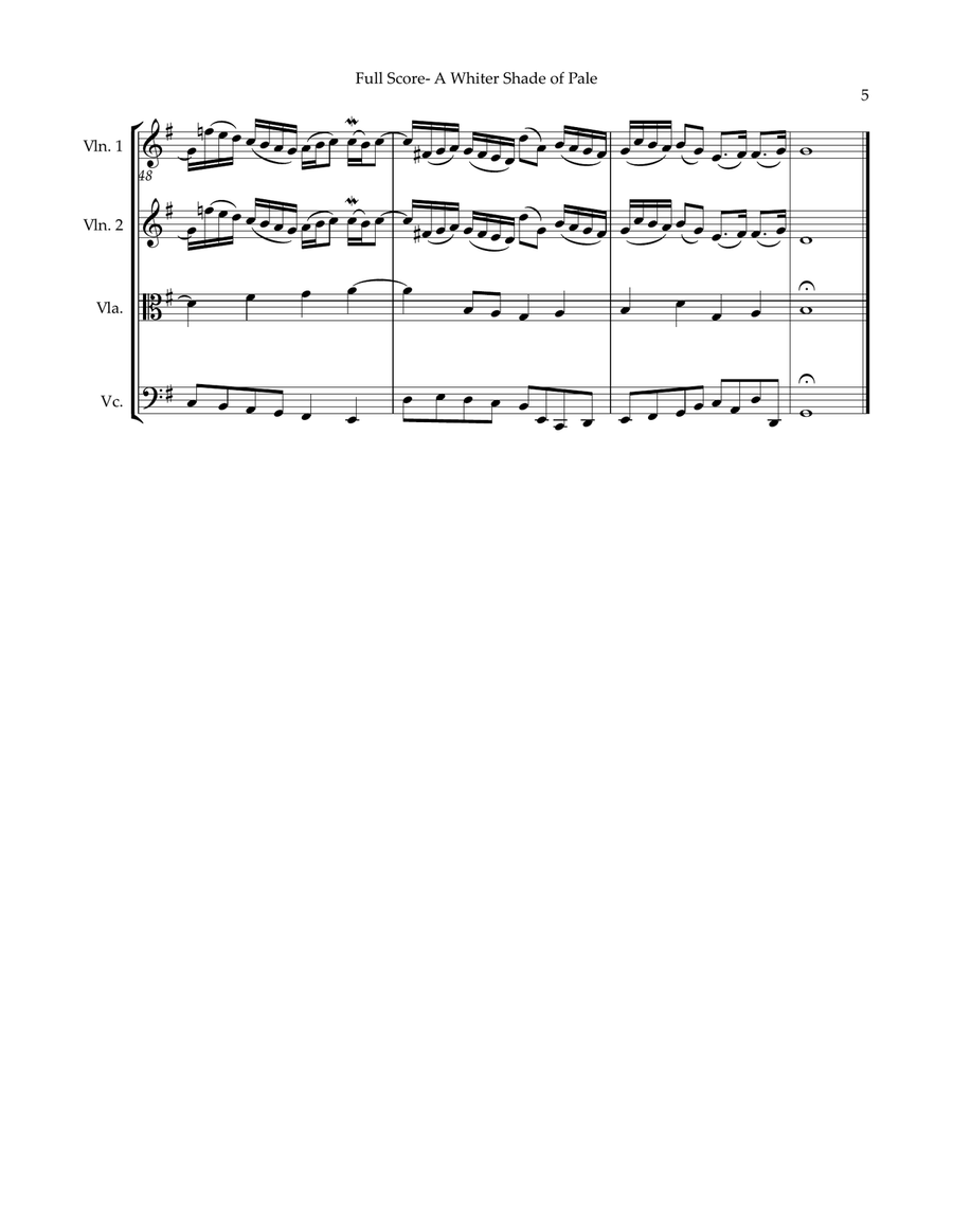 A Whiter Shade Of Pale A Whiter Shade Of Pale String Quartet scores gallery preview page 5