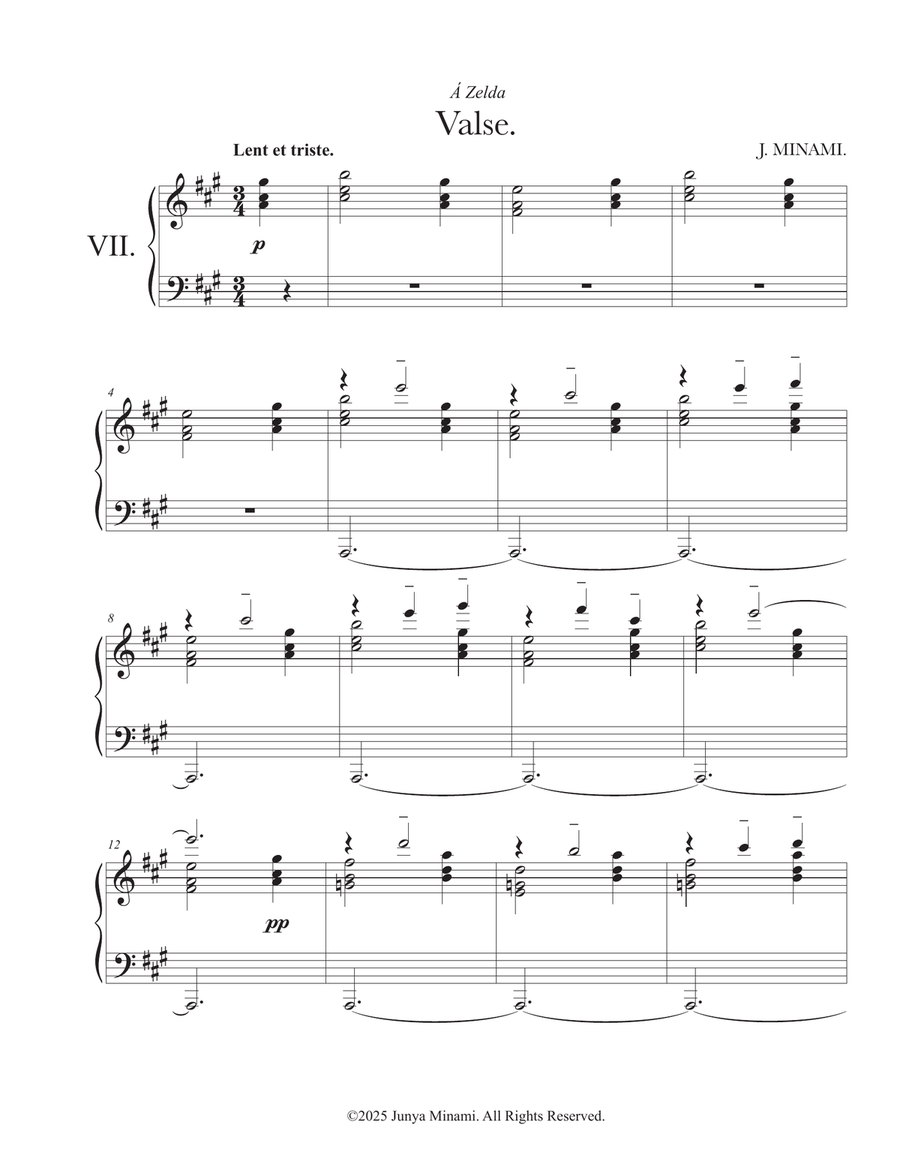 Valse No. 7 in A Major Valse No. 7 in A Major Piano Solo scores gallery preview page 1