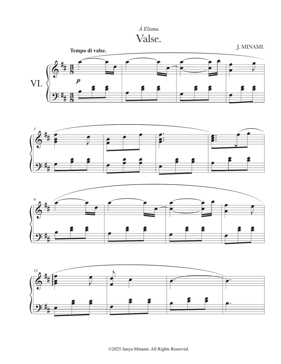 Valse No. 6 in B Minor Valse No. 6 in B Minor Piano Solo scores gallery preview page 1