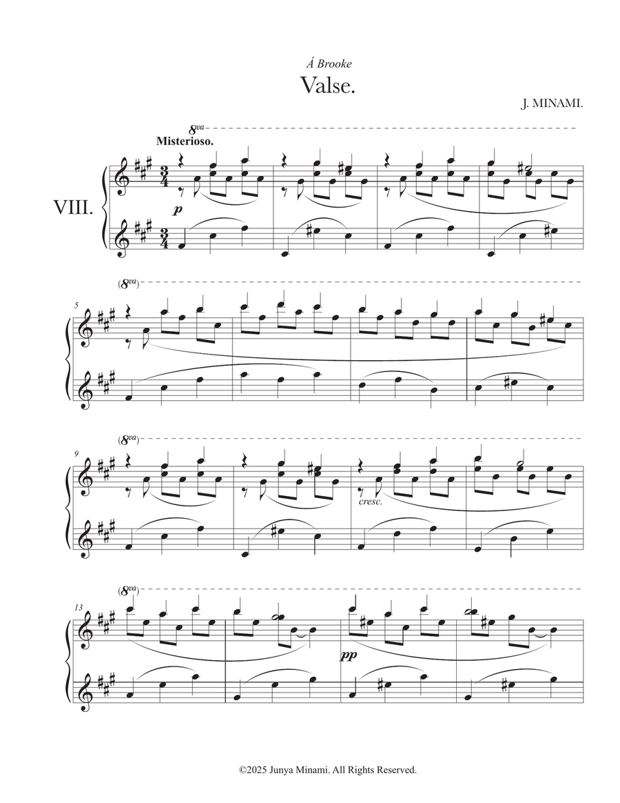 Valse No. 8 in F-sharp Minor Piano Solo scores gallery preview page 1