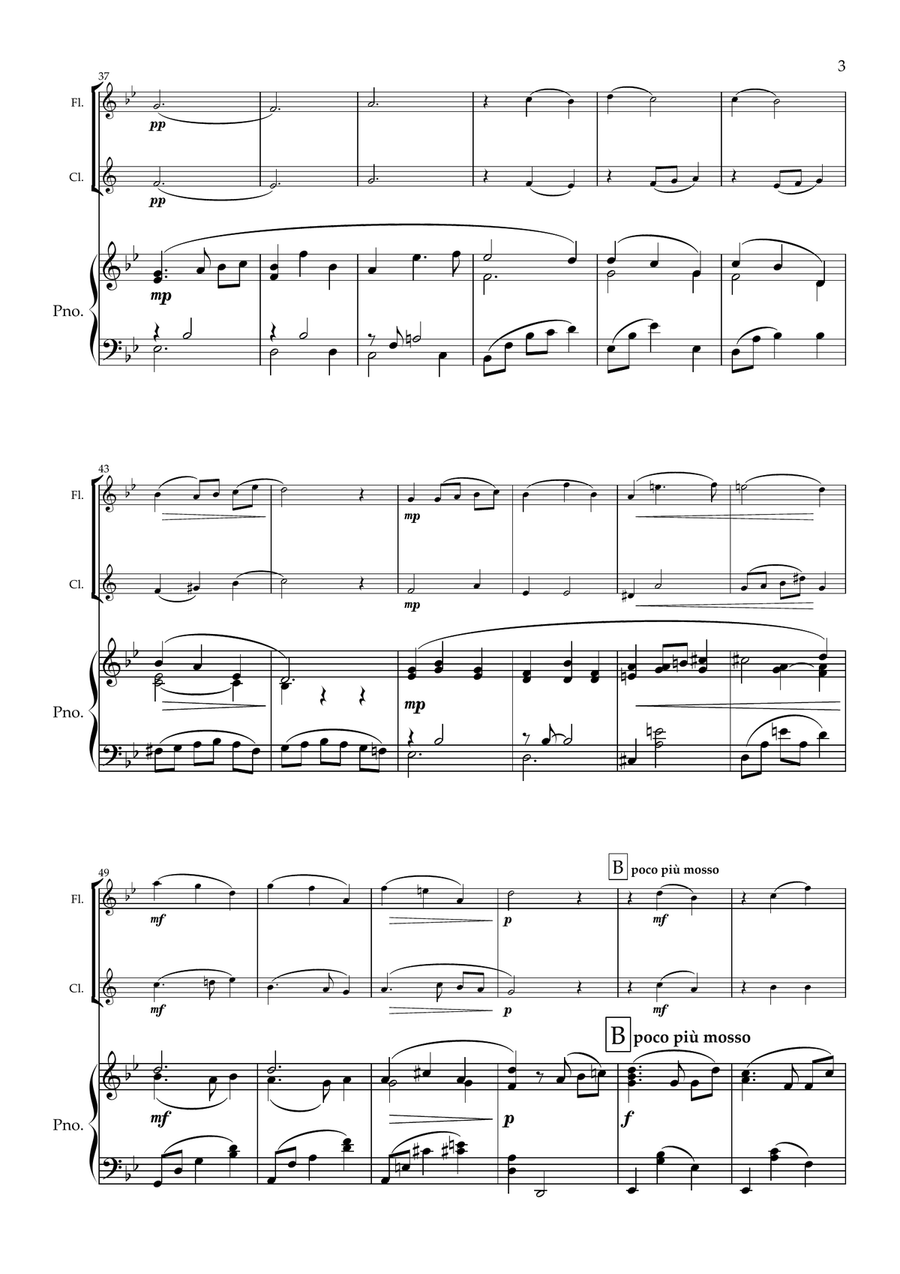 Valse Sentimentale Original for Flute, Clarinet and Piano. Woodwind Duet scores gallery preview page 4