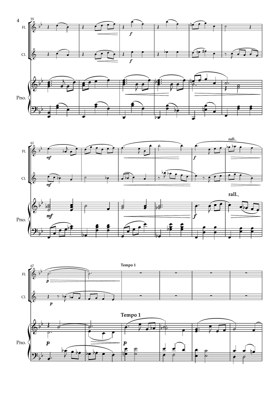 Valse Sentimentale Original for Flute, Clarinet and Piano. Woodwind Duet scores gallery preview page 5