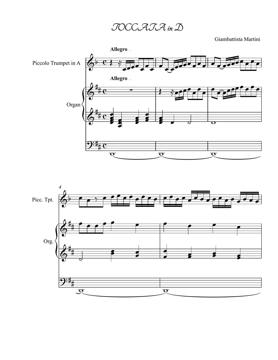Toccata in D Toccata in D Piccolo Trumpet scores gallery preview page 1