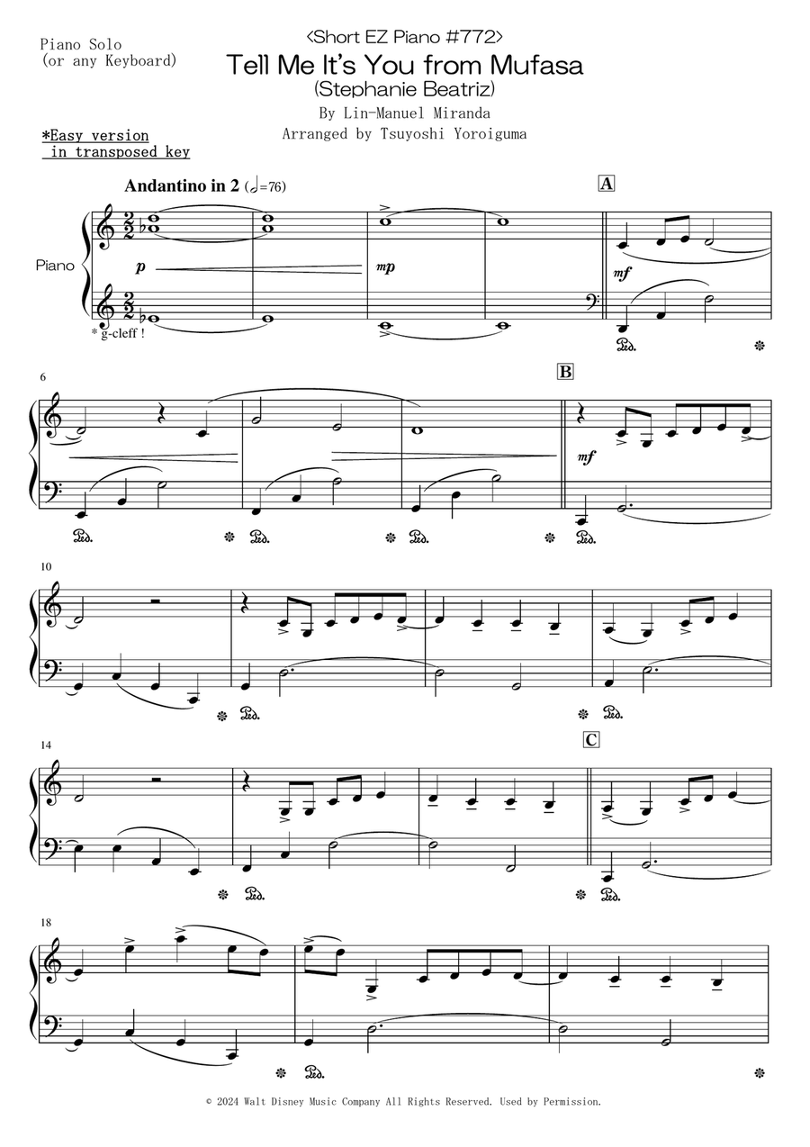 Tell Me It's You Easy Piano scores gallery preview page 1