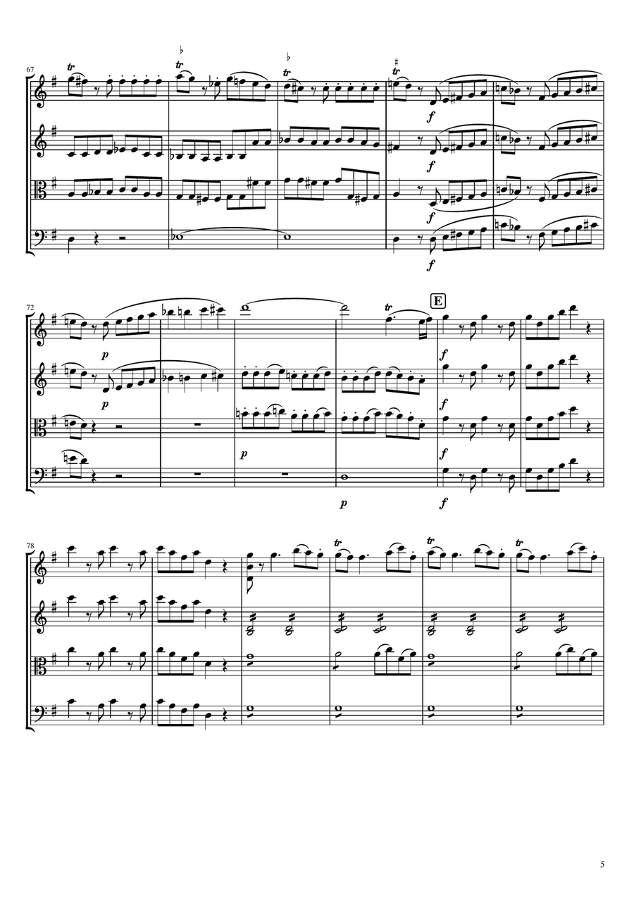 Mozart - Serenade No.13 in G,Eine Kleine Nachtmusik,K.525,Complete Original String Quartet scores gallery preview page 5