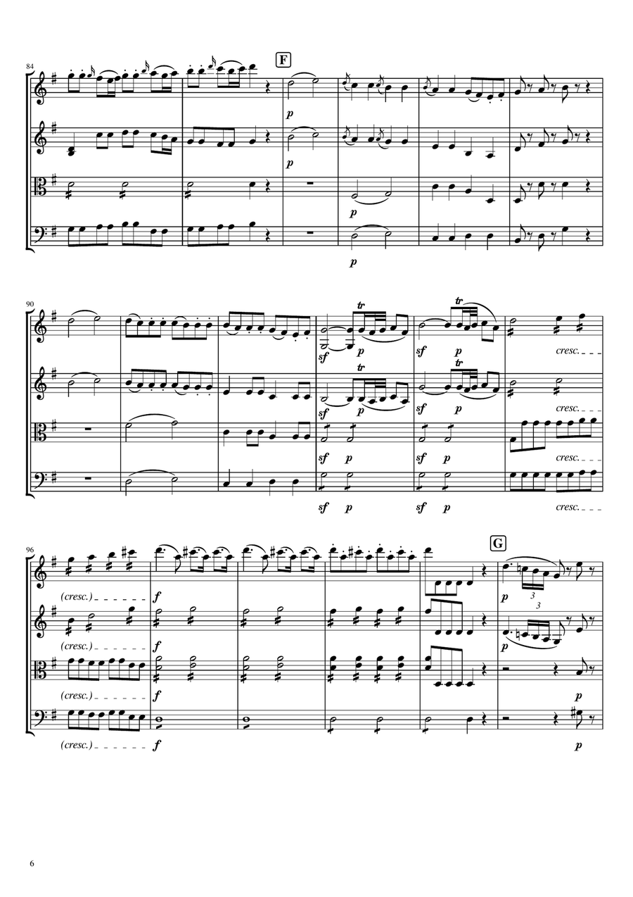 Mozart - Serenade No.13 in G,Eine Kleine Nachtmusik,K.525,Complete Original String Quartet scores gallery preview page 6