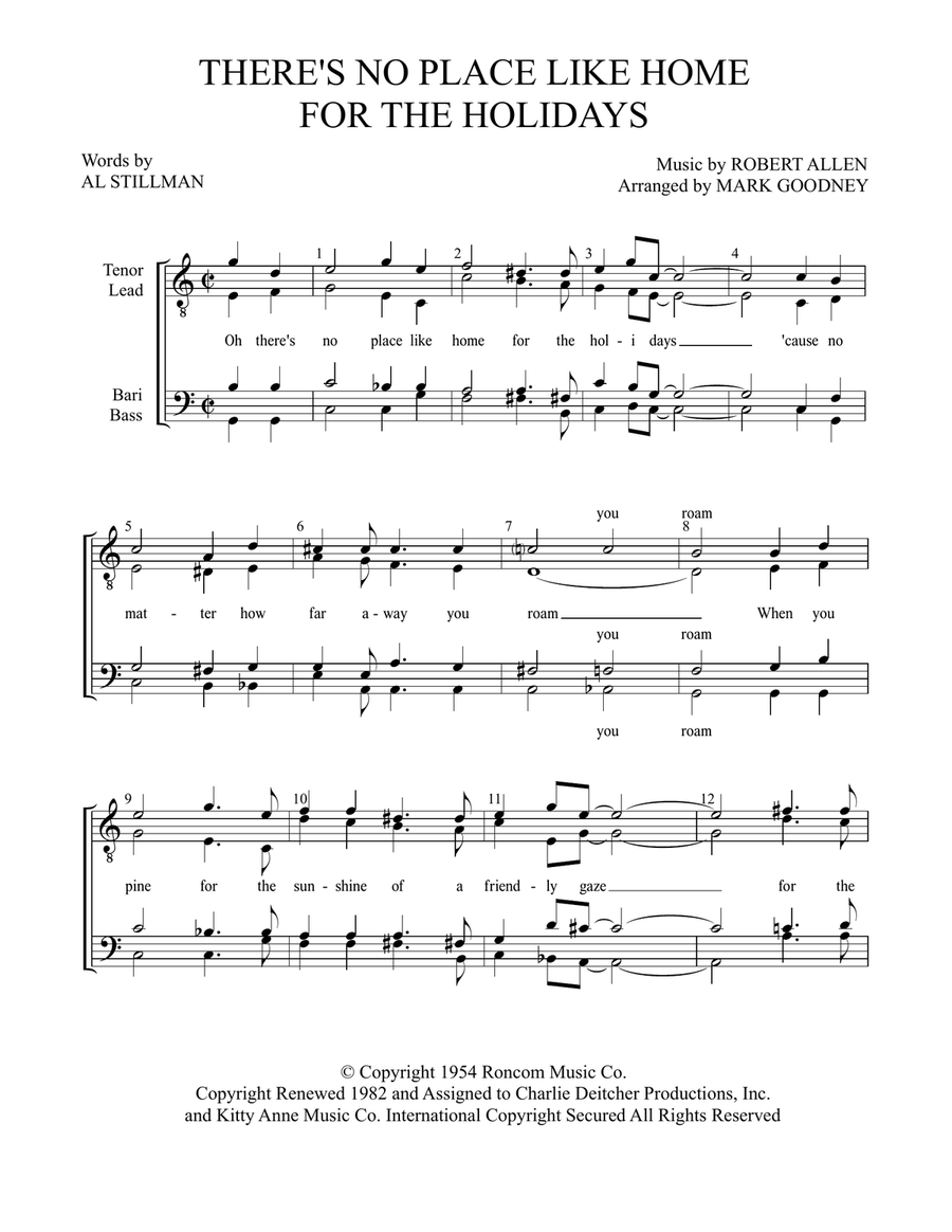 (There's No Place Like) Home For The Holidays TTBB scores gallery preview page 2