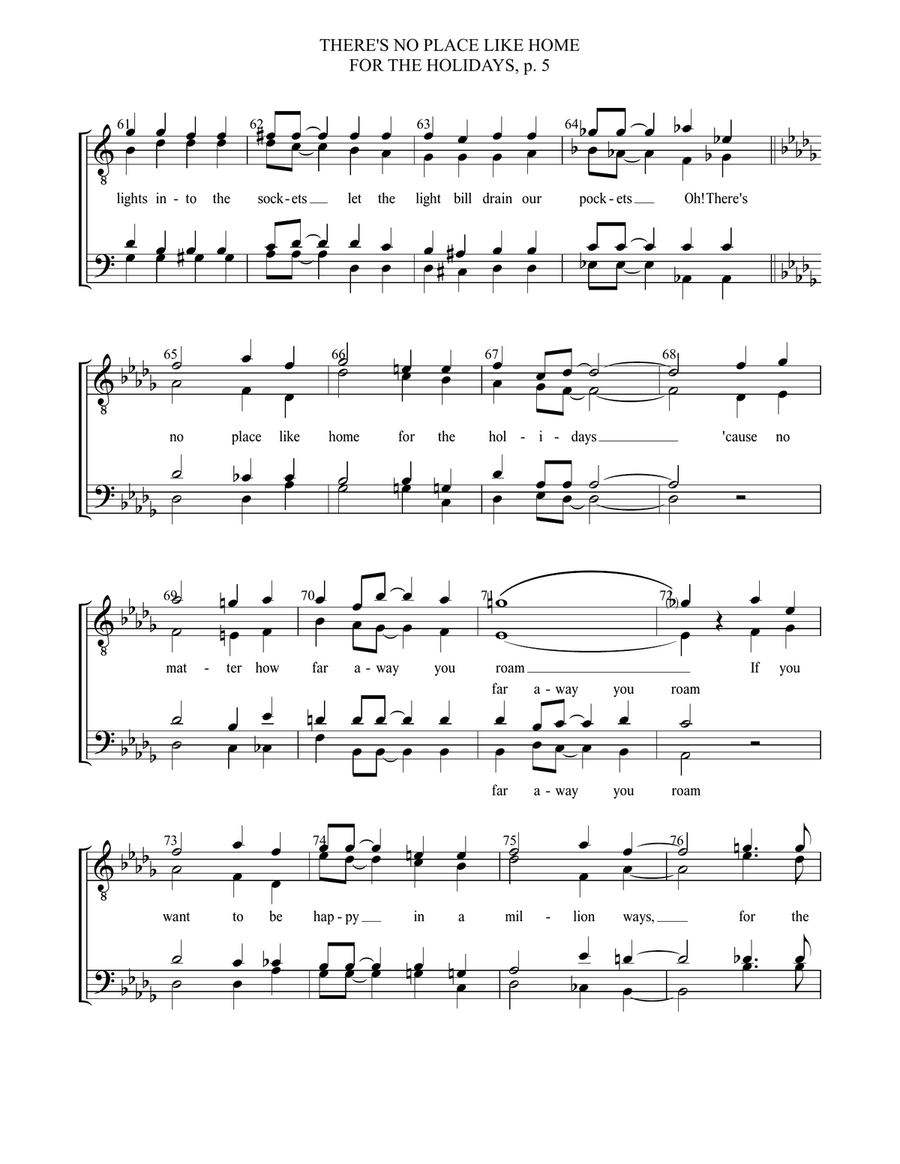 (There's No Place Like) Home For The Holidays TTBB scores gallery preview page 6