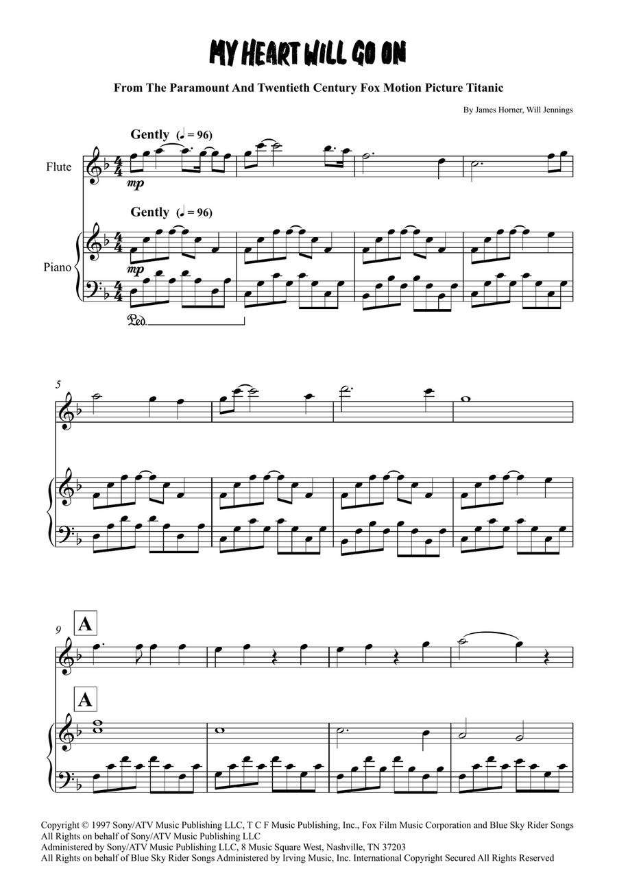 My Heart Will Go On (Love Theme From 'titanic') Flute Solo scores gallery preview page 1