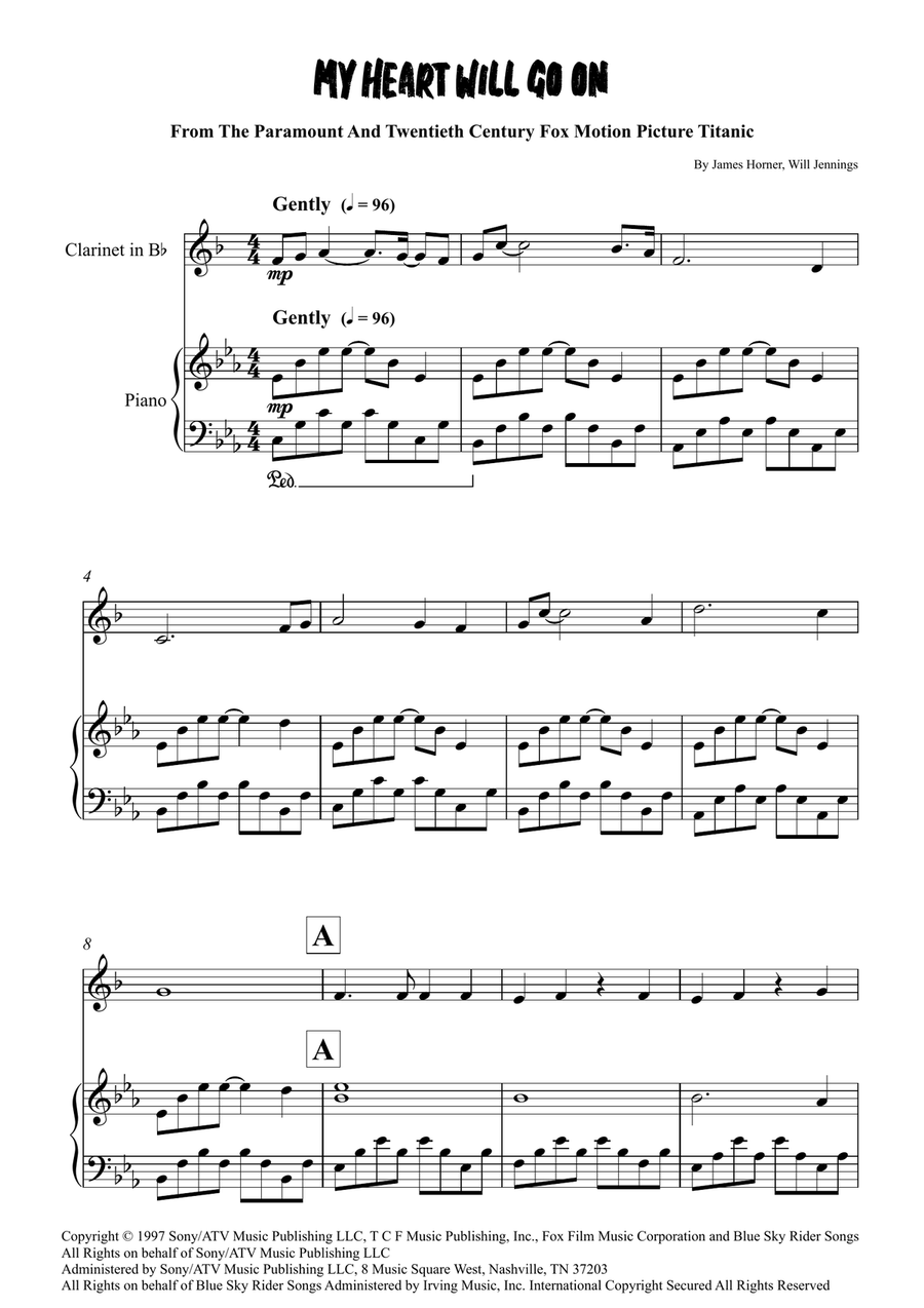 My Heart Will Go On (Love Theme From 'titanic') Clarinet Solo scores gallery preview page 1
