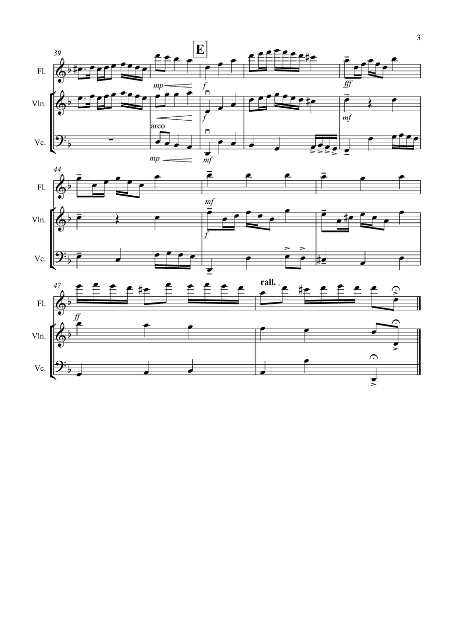 Rondeau (from Abdelazer) for Flute, Violin and Cello Trio Small Ensemble scores gallery preview page 3