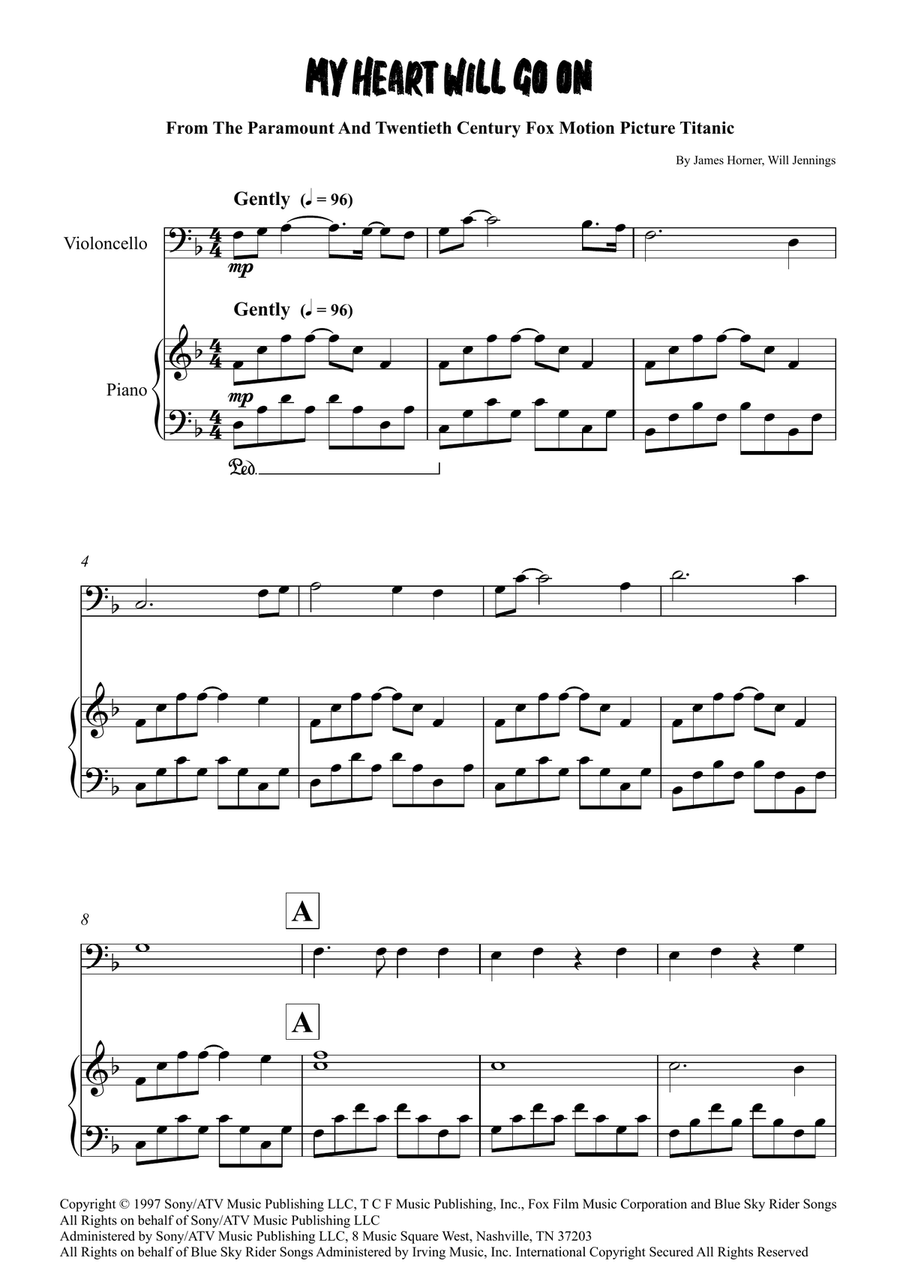 My Heart Will Go On (Love Theme From 'titanic') Piano scores gallery preview page 1