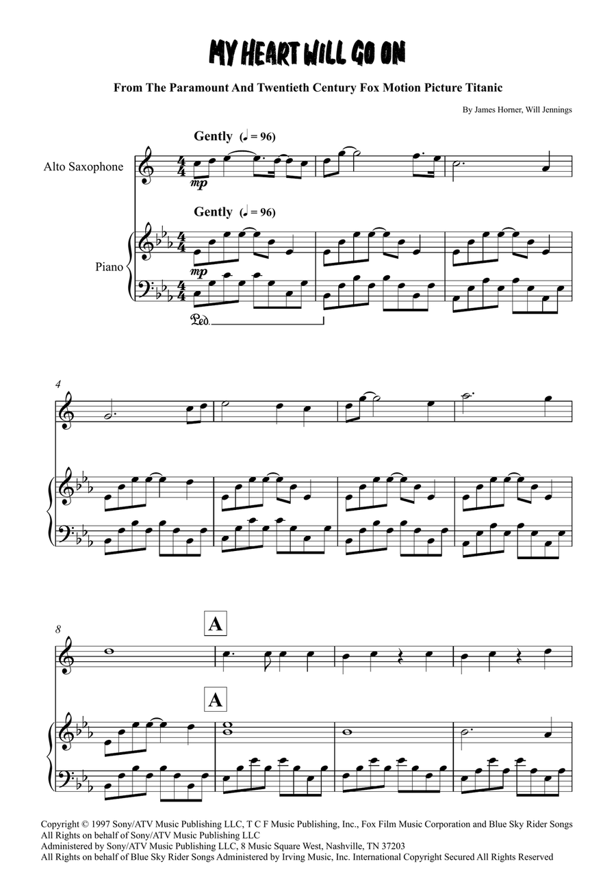 My Heart Will Go On (Love Theme From 'titanic') Alto Saxophone scores gallery preview page 1