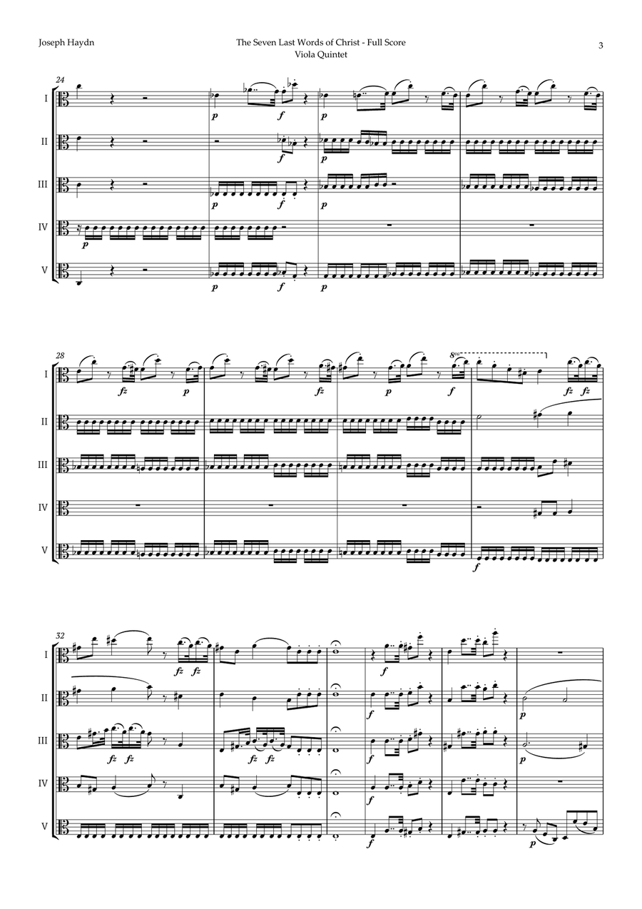 The Seven Last Words of Christ by Haydn for Viola Quintet String Quintet scores gallery preview page 3