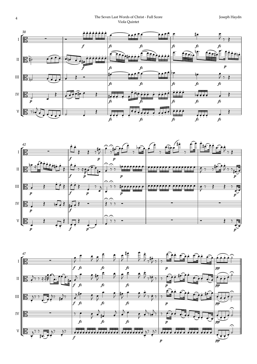 The Seven Last Words of Christ by Haydn for Viola Quintet String Quintet scores gallery preview page 4
