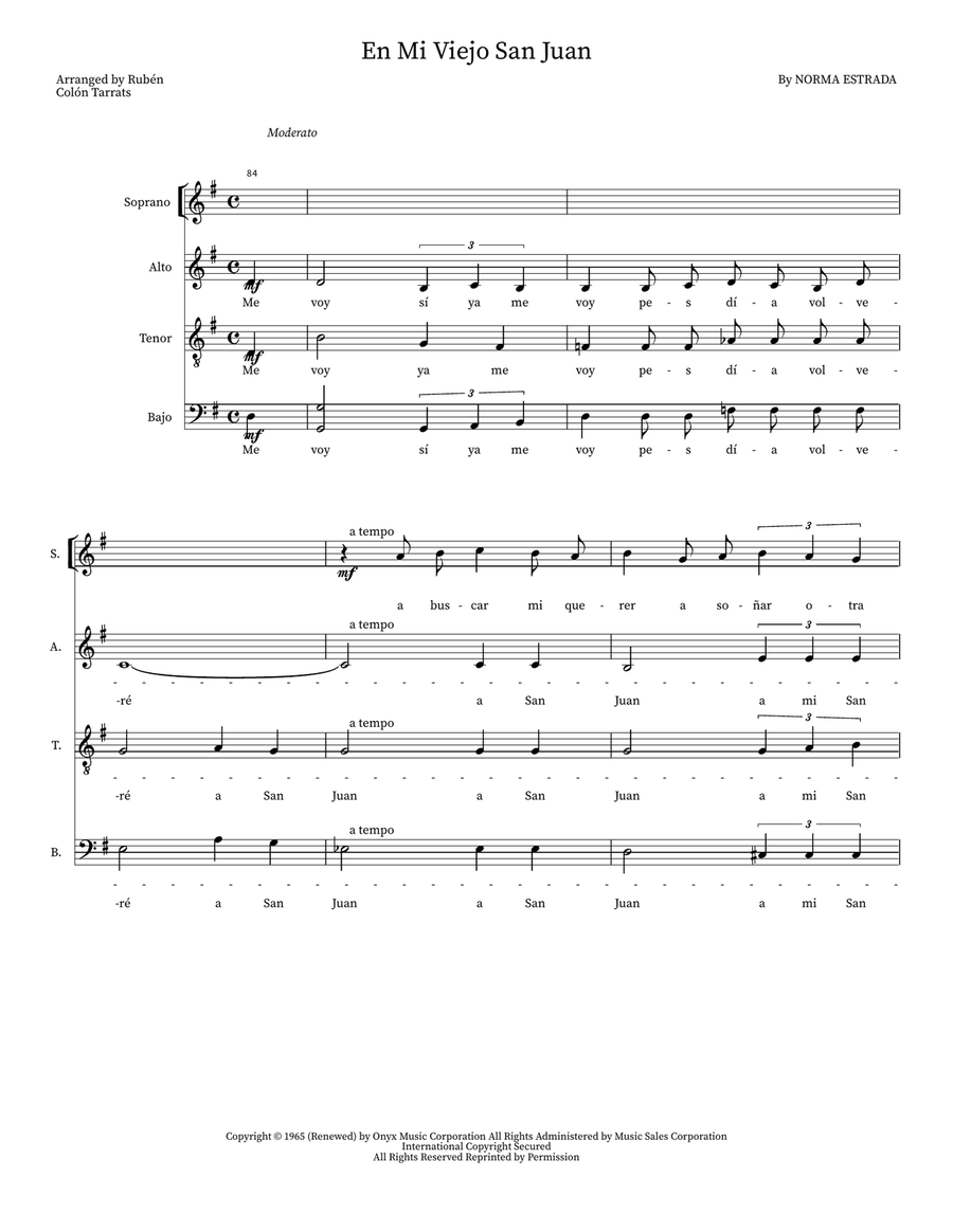 En Mi Viejo San Juan En Mi Viejo San Juan 4-Part scores gallery preview page 1