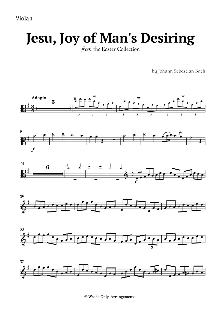 Jesu, Joy of Man's Desiring by Bach for Viola Quintet String Quintet scores gallery preview page 6