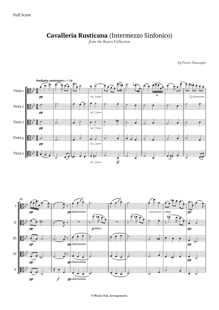 Intermezzo Sinfonico by Pietro Mascagni for Viola Quintet String Quintet scores gallery preview page 1