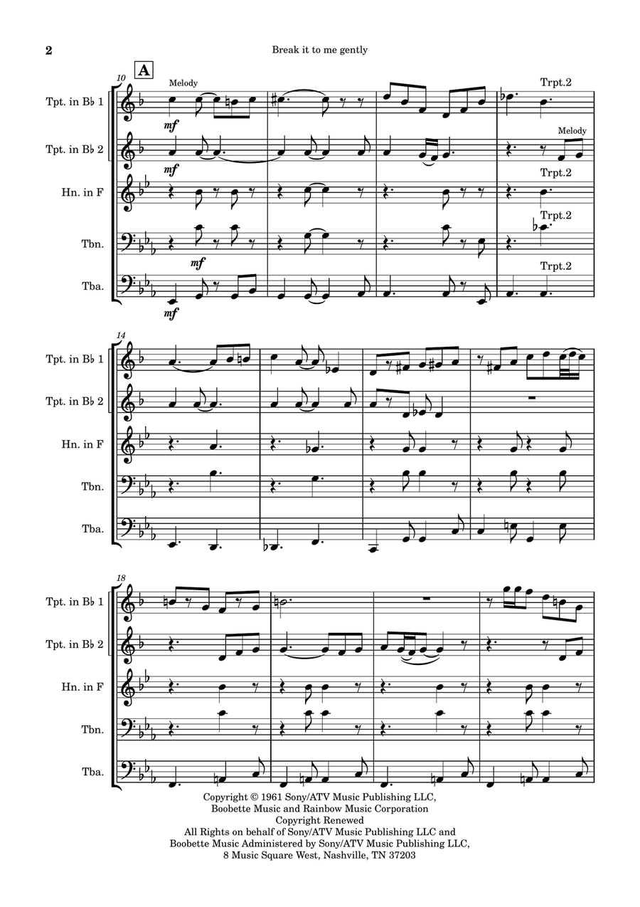 Break It To Me Gently Brass Quintet scores gallery preview page 2