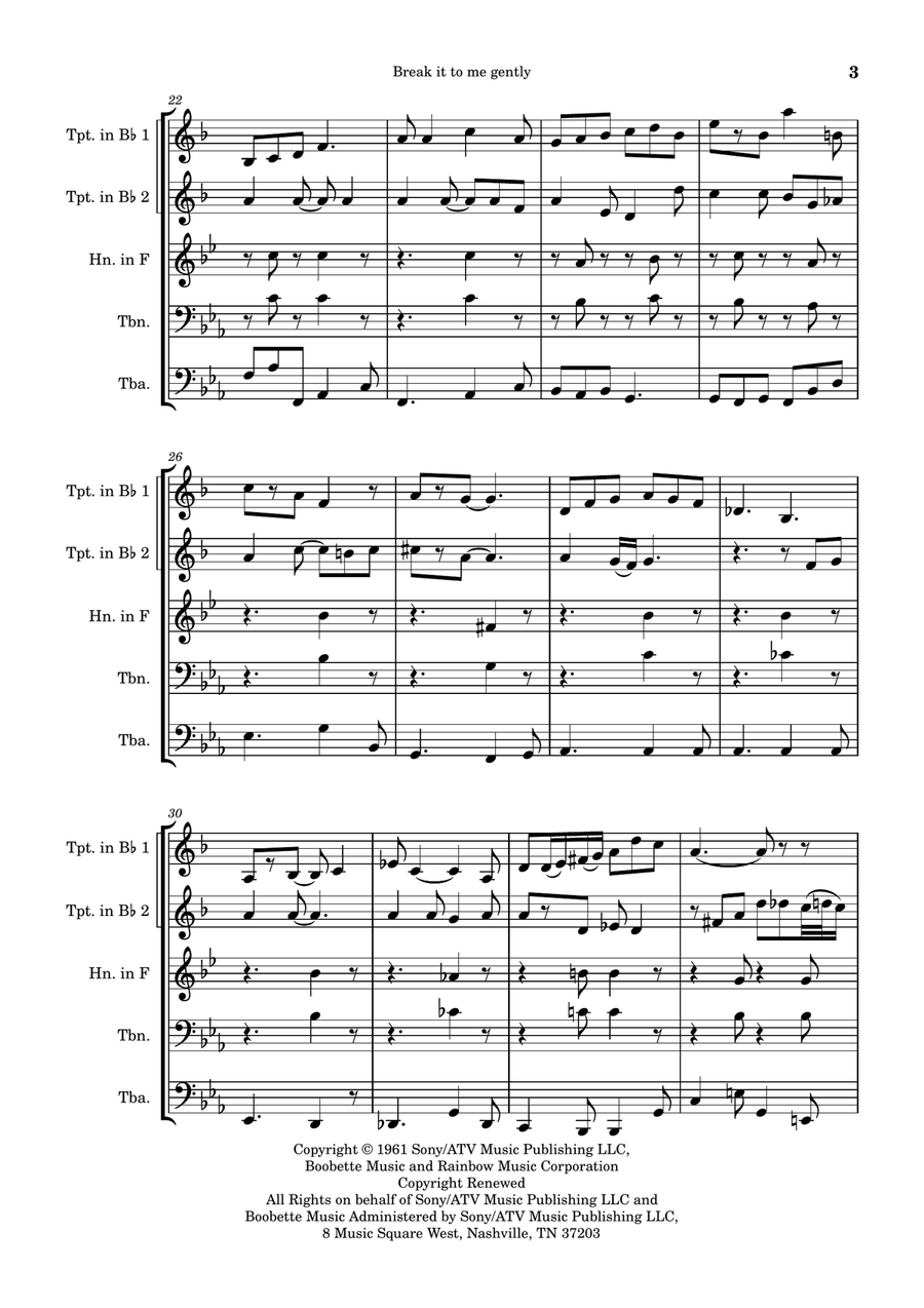 Break It To Me Gently Brass Quintet scores gallery preview page 3