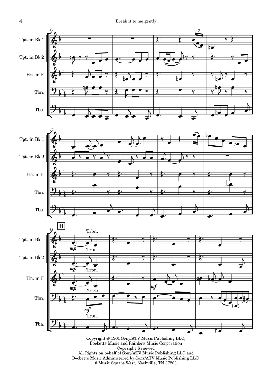 Break It To Me Gently Brass Quintet scores gallery preview page 4