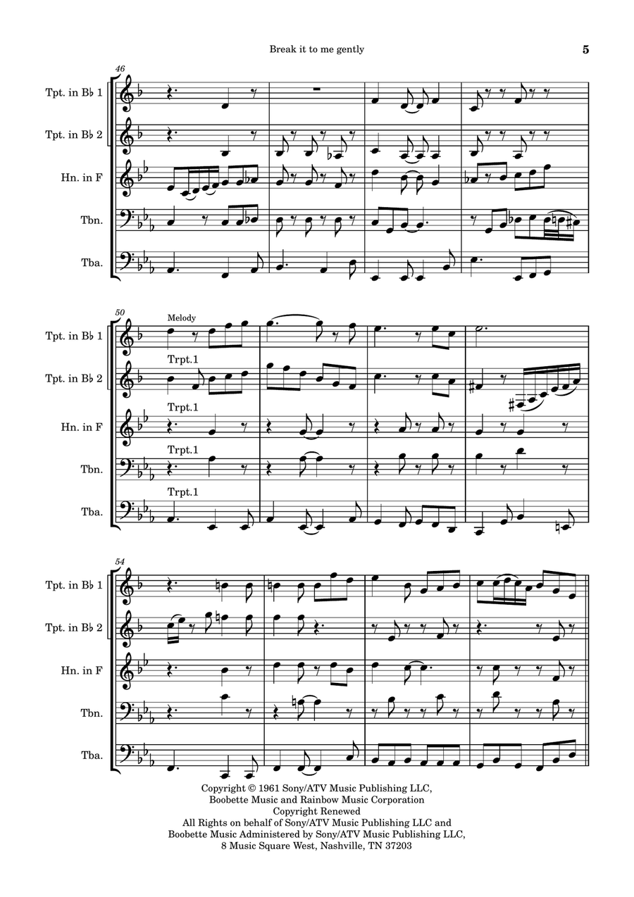 Break It To Me Gently Brass Quintet scores gallery preview page 5