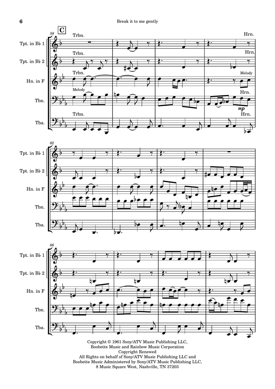 Break It To Me Gently Brass Quintet scores gallery preview page 6