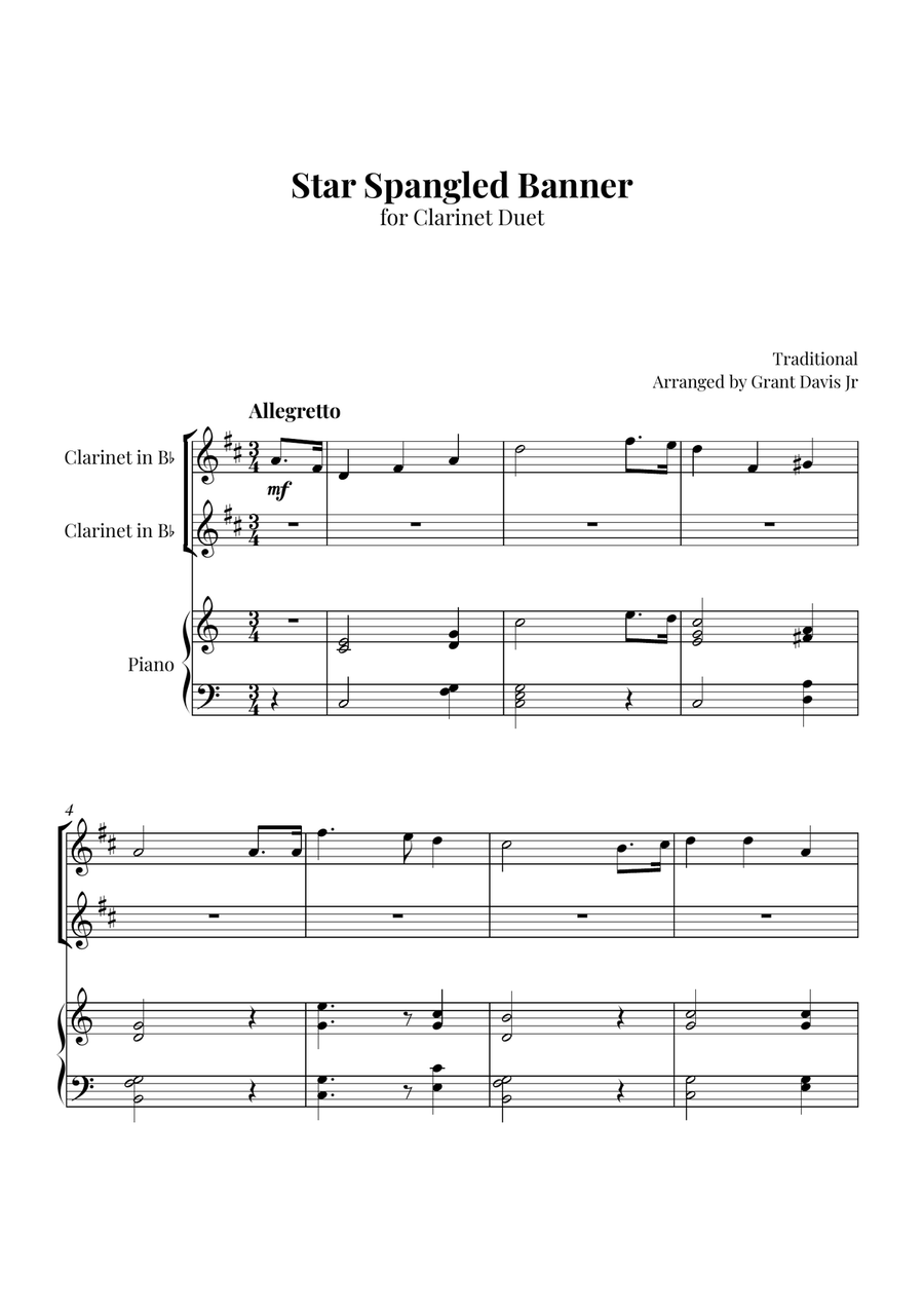 Star Spangled Banner Woodwind Duet scores gallery preview page 1