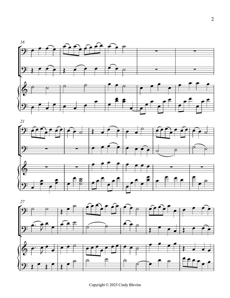 Christ the Lord Is Risen Today, for Two Trombones and Piano Trombone Duet scores gallery preview page 3
