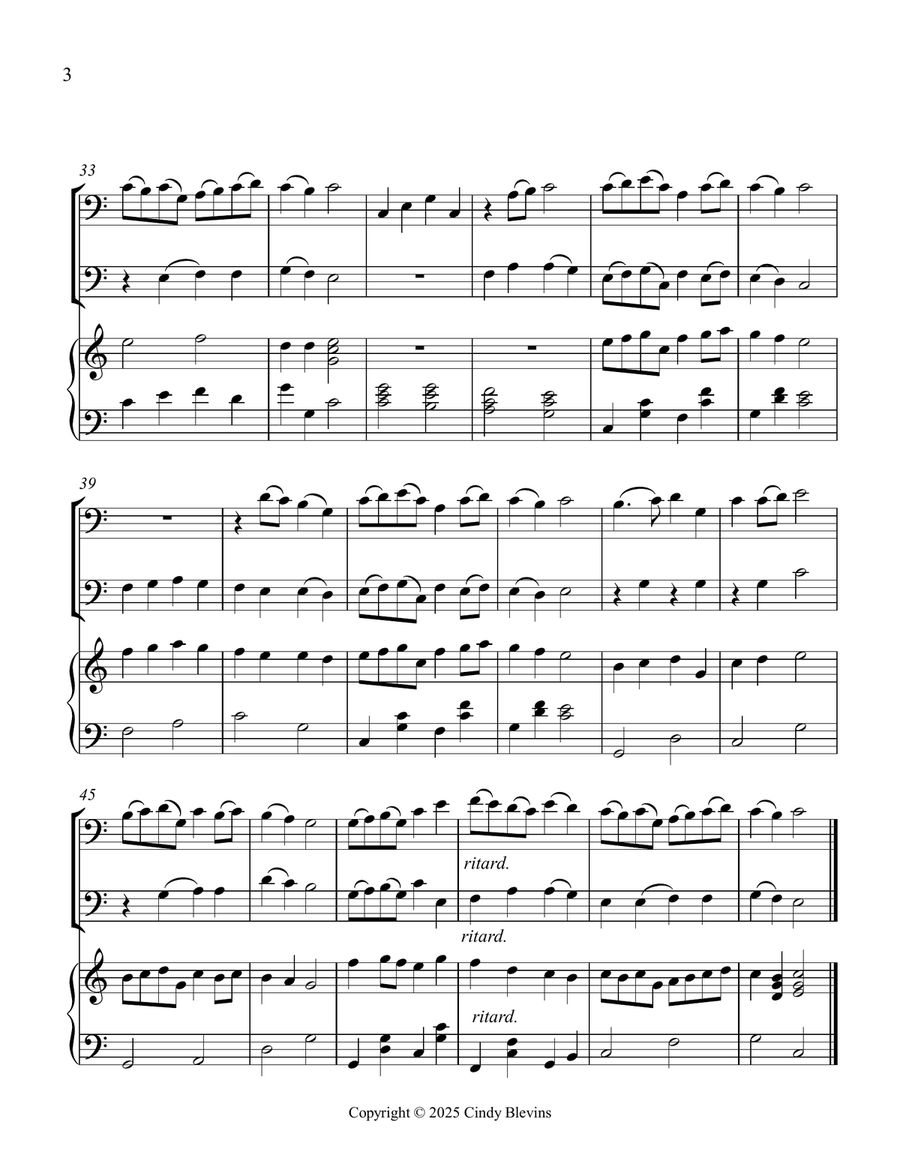 Christ the Lord Is Risen Today, for Two Trombones and Piano Trombone Duet scores gallery preview page 4