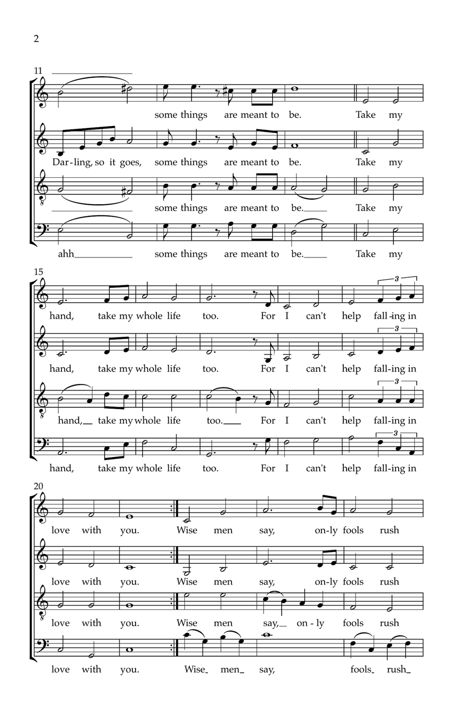 Can't Help Falling In Love 4-Part scores gallery preview page 2