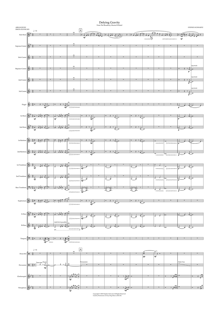 Defying Gravity Brass Band scores gallery preview page 1