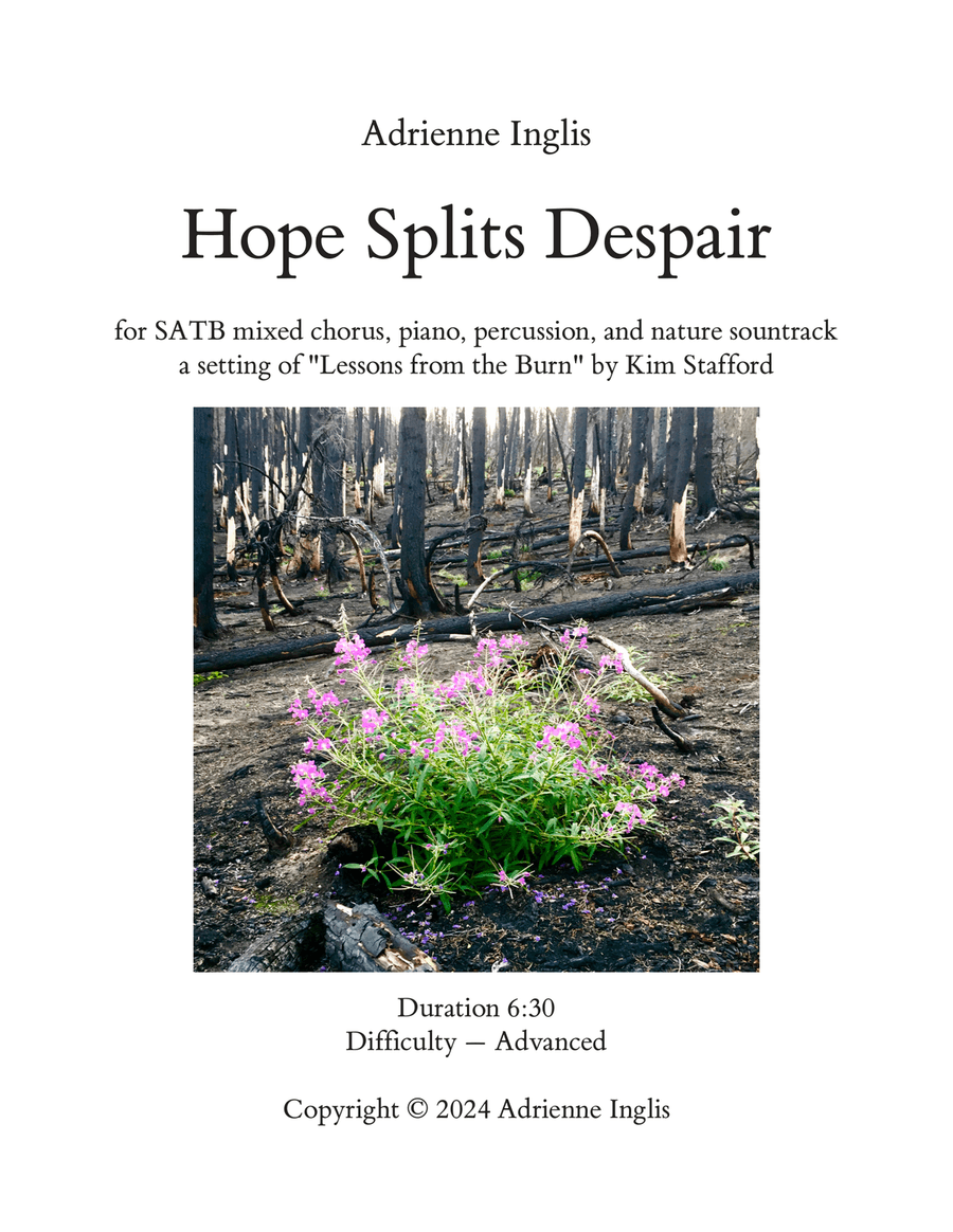 Hope Splits Despair for SATB mixed chorus with alto solo, piano, percussion 4-Part scores gallery preview page 1