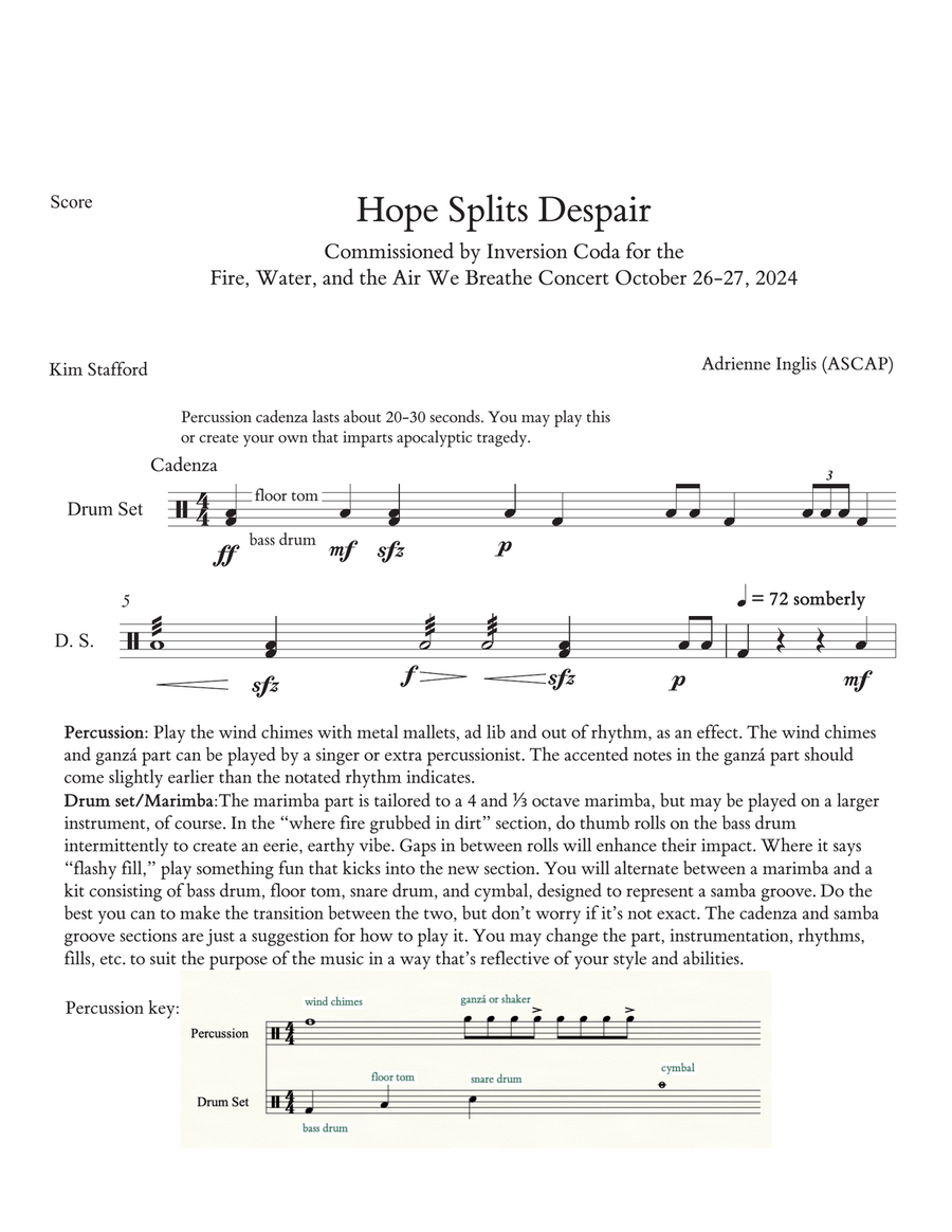 Hope Splits Despair for SATB mixed chorus with alto solo, piano, percussion 4-Part scores gallery preview page 3