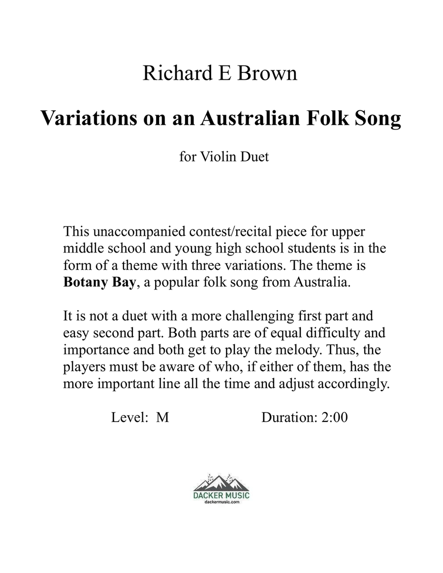 Variations on an Australian Folk Song String Duet scores gallery preview page 2