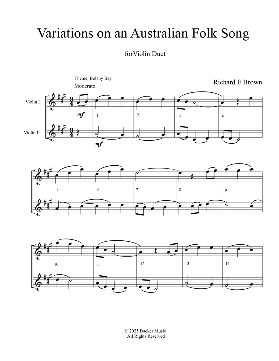 Variations on an Australian Folk Song String Duet scores gallery preview page 3