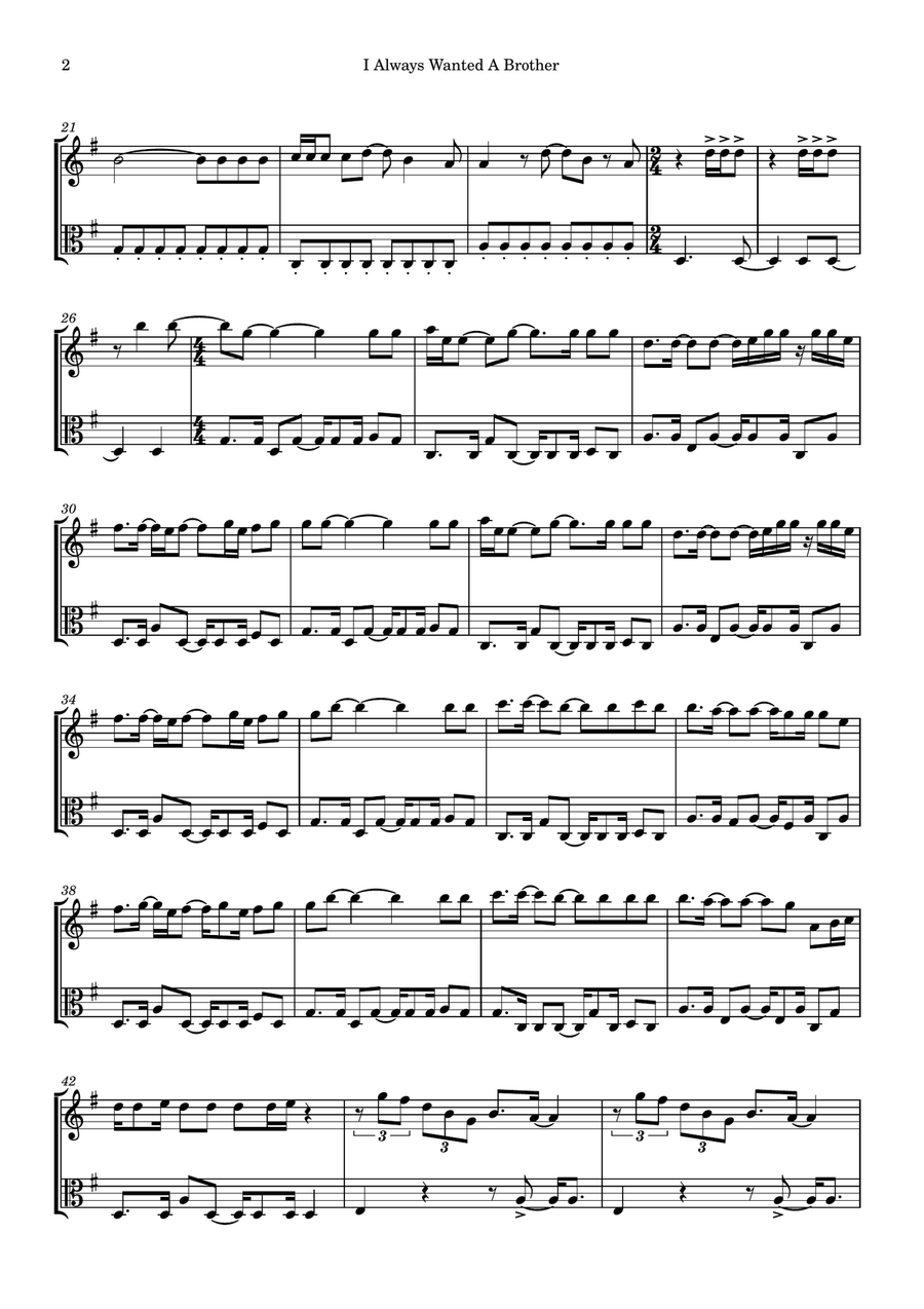 I Always Wanted A Brother String Duet scores gallery preview page 2