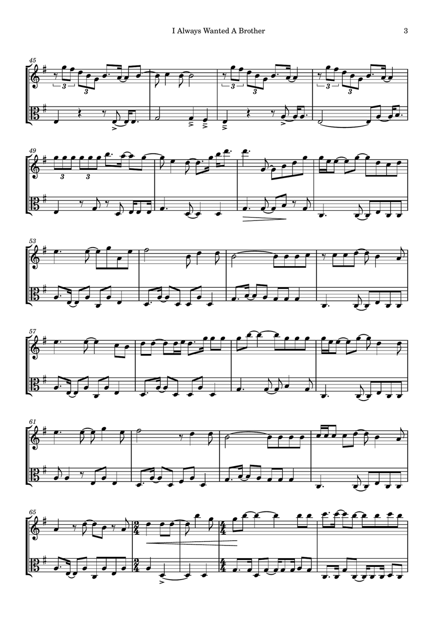 I Always Wanted A Brother String Duet scores gallery preview page 3