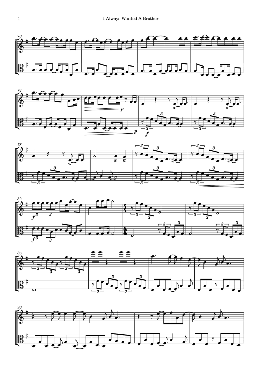 I Always Wanted A Brother String Duet scores gallery preview page 4