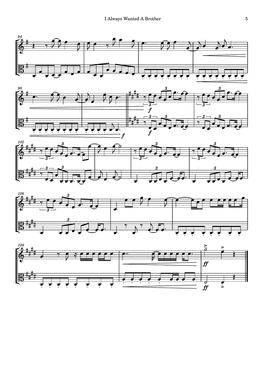I Always Wanted A Brother String Duet scores gallery preview page 5