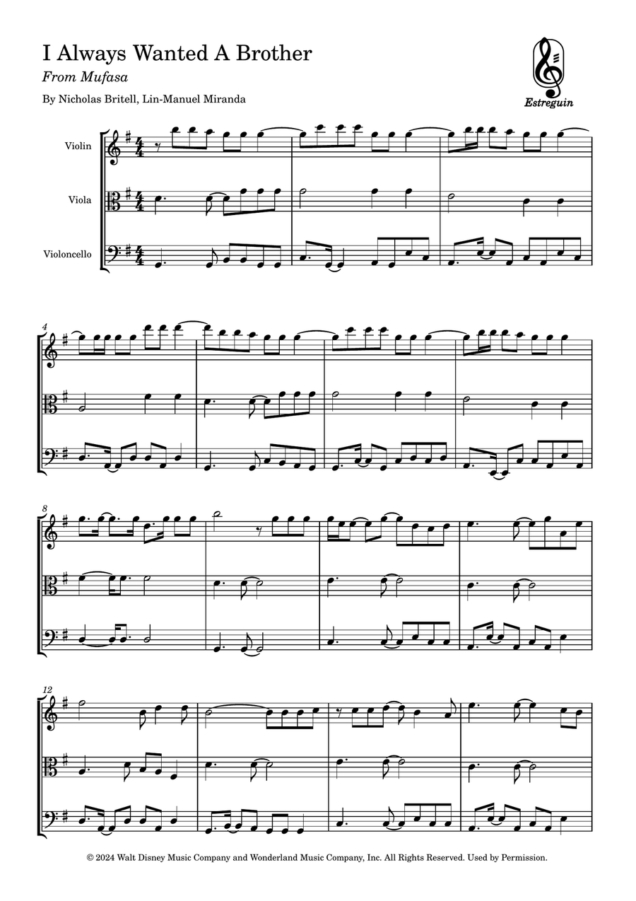 I Always Wanted A Brother String Trio scores gallery preview page 1