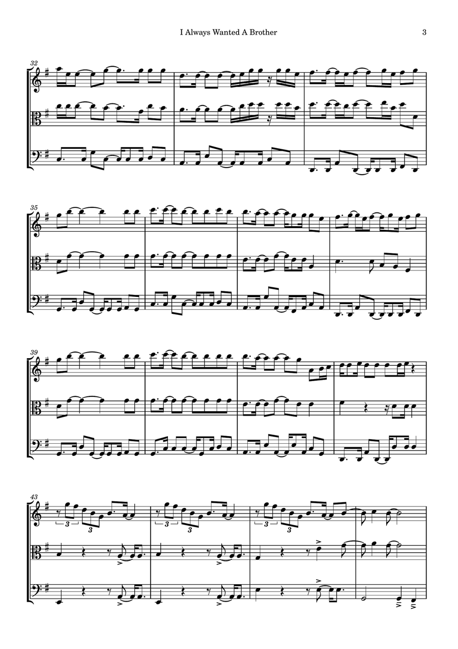 I Always Wanted A Brother String Trio scores gallery preview page 3