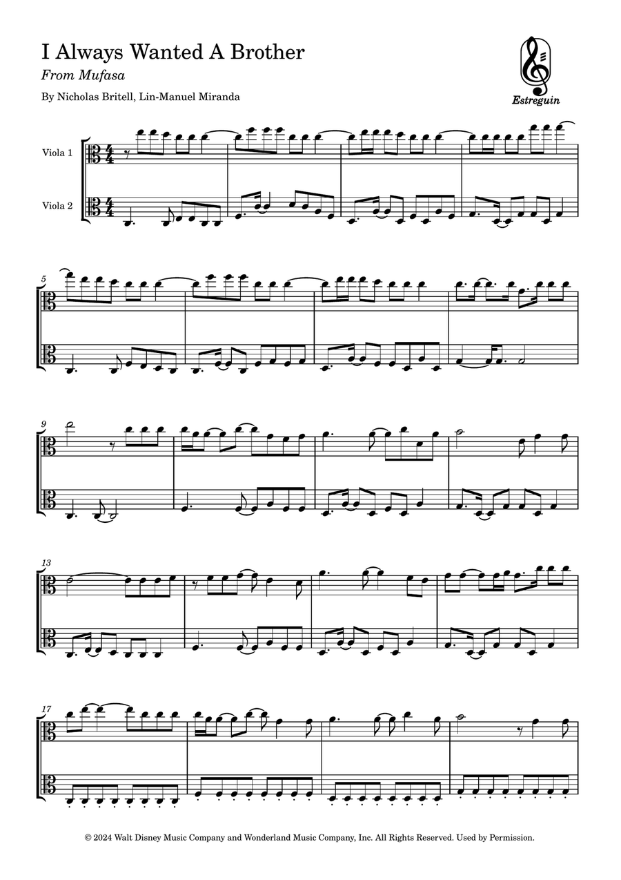I Always Wanted A Brother String Duet scores gallery preview page 1